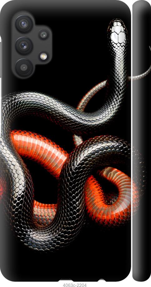 Чехол на Samsung Galaxy A32 A325F Красно-черная змея на черном фоне