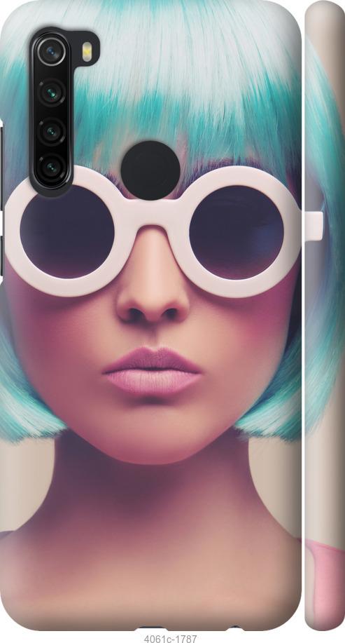 Чехол на Xiaomi Redmi Note 8 Синеволосая девушка в очках