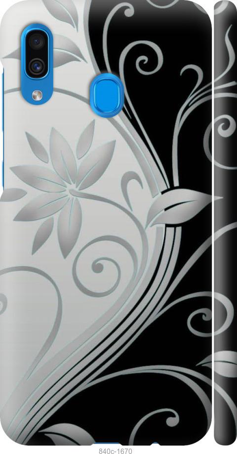 Чехол на Samsung Galaxy A20 2019 A205F Цветы на чёрно-белом фоне