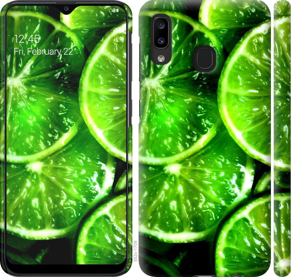 Чехол на Samsung Galaxy A20e A202F Зелёные дольки лимона