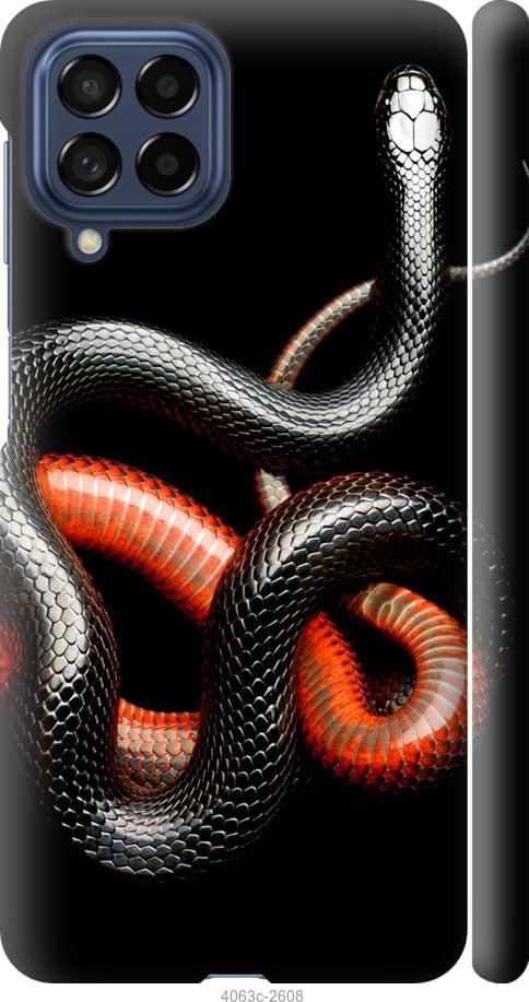 Чехол на Samsung Galaxy M53 M536B Красно-черная змея на черном фоне
