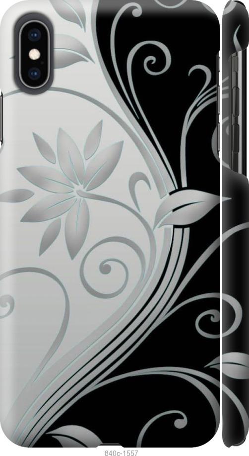 Чехол на iPhone XS Max Цветы на чёрно-белом фоне