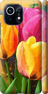 Чехол на Xiaomi Mi 11 Нарисованные тюльпаны