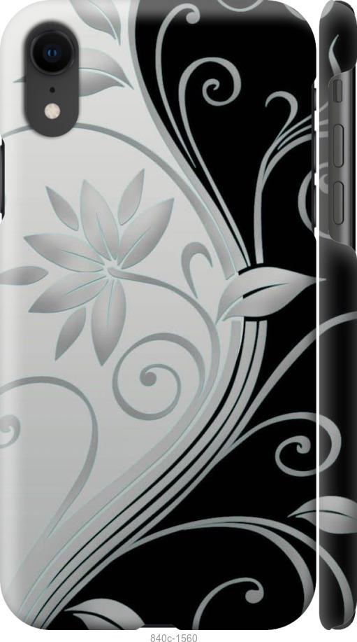 Чехол на iPhone XR Цветы на чёрно-белом фоне
