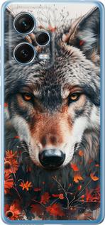 Чехол на Xiaomi Redmi Note 12 Pro+ 5G Wolf and flowers