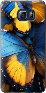 Чехол на Samsung Galaxy S6 Edge Plus G928 Желто-голубые бабочки