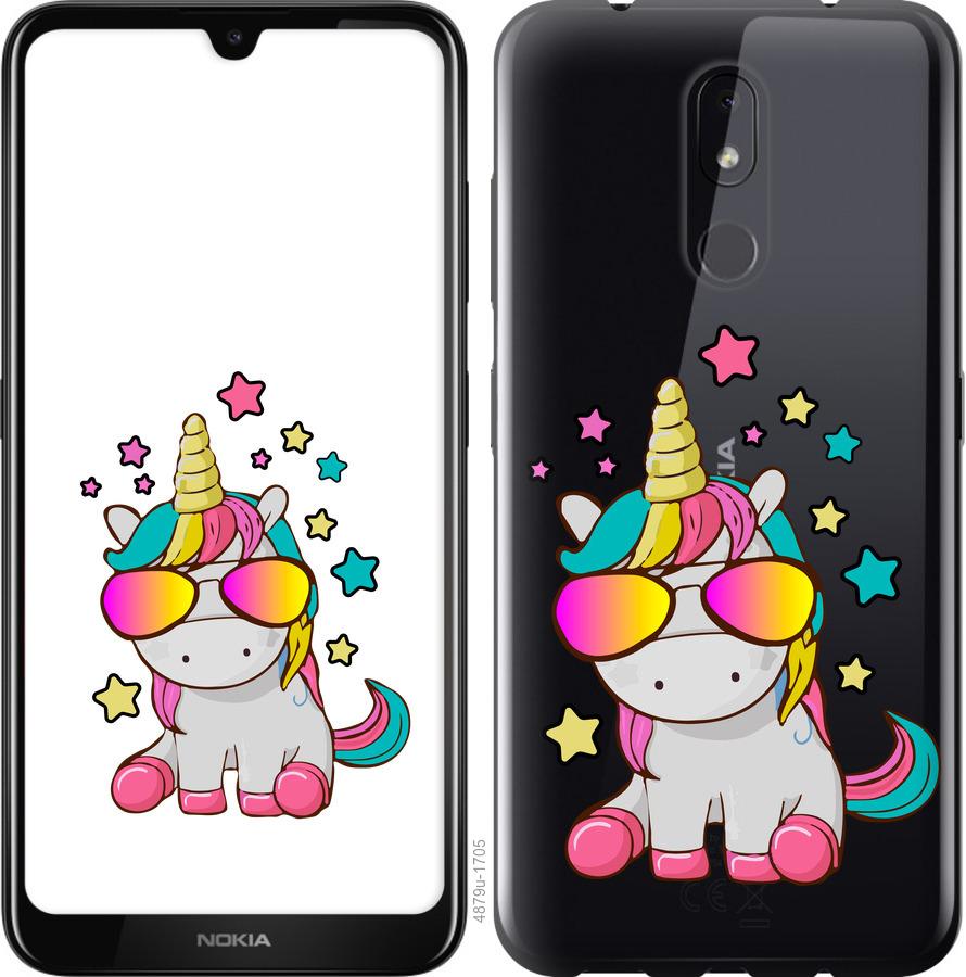 Чехол на Nokia 3.2 Единорог в очках