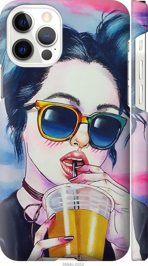 Чехол на iPhone 12 Арт-девушка в очках