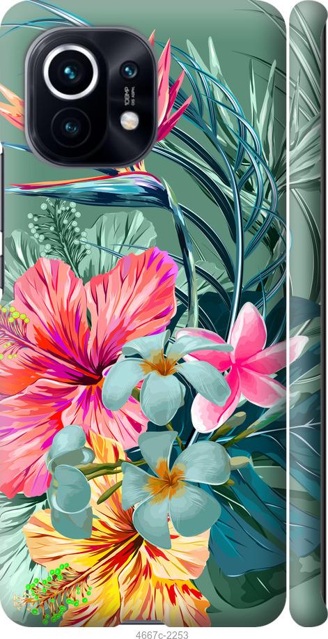 Чехол на Xiaomi Mi 11 Тропические цветы v1
