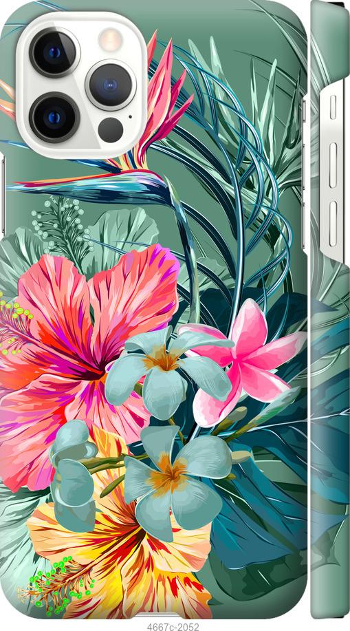 Чехол на iPhone 12 Pro Тропические цветы v1