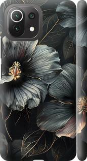 Чехол на Xiaomi Mi 11 Lite Черные цветы