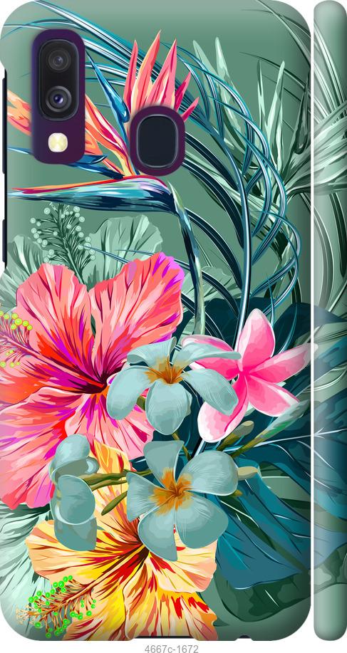 Чехол на Samsung Galaxy A40 2019 A405F Тропические цветы v1