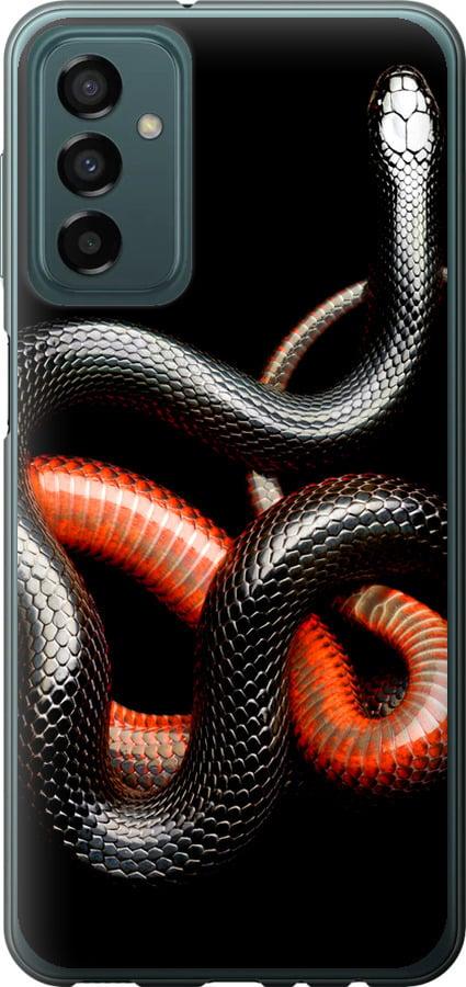 Чехол на Samsung Galaxy M23 M236B Красно-черная змея на черном фоне