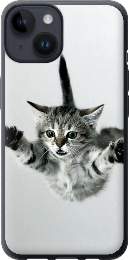 Чехол на iPhone 14 Летящий котёнок