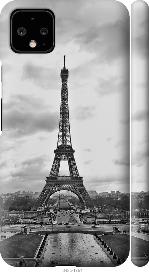 Чехол на Google Pixel 4 XL Чёрно-белая Эйфелева башня