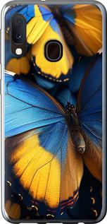 Чехол на Samsung Galaxy A20e A202F Желто-голубые бабочки