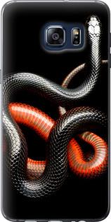 Чехол на Samsung Galaxy S6 Edge Plus G928 Красно-черная змея на черном фоне
