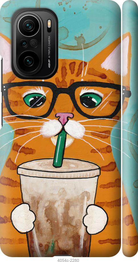 Чехол на Xiaomi Poco F3 Зеленоглазый кот в очках