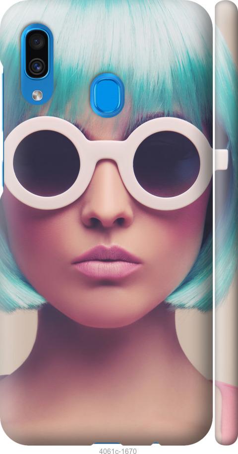 Чехол на Samsung Galaxy A20 2019 A205F Синеволосая девушка в очках