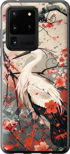 Чехол на Samsung Galaxy S20 Ultra Аист в цвету сакуры