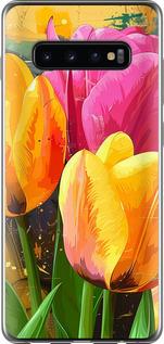 Чехол на Samsung Galaxy S10 Plus Нарисованные тюльпаны