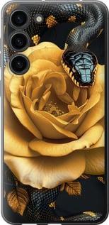 Чехол на Samsung Galaxy S23 Plus Black snake and golden rose