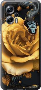 Чехол на Xiaomi Redmi Note 11T Pro Black snake and golden rose