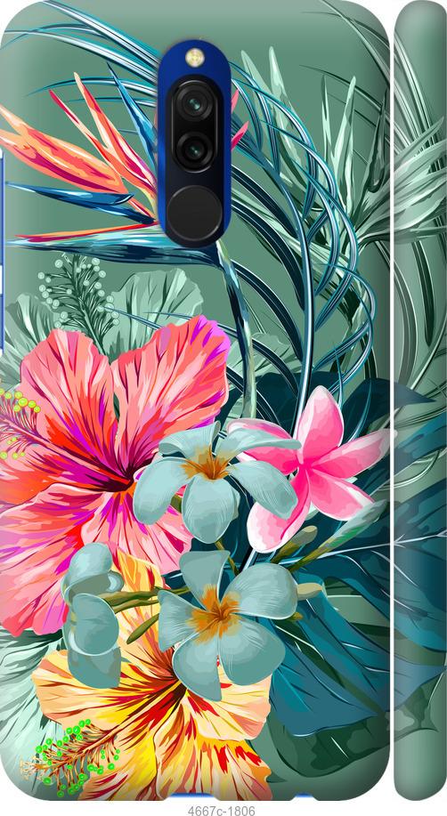 Чехол на Xiaomi Redmi 8 Тропические цветы v1