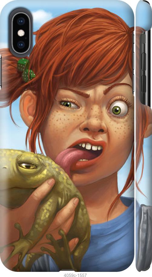 Чехол на iPhone XS Max Рыжеволосая девочка с лягушкой