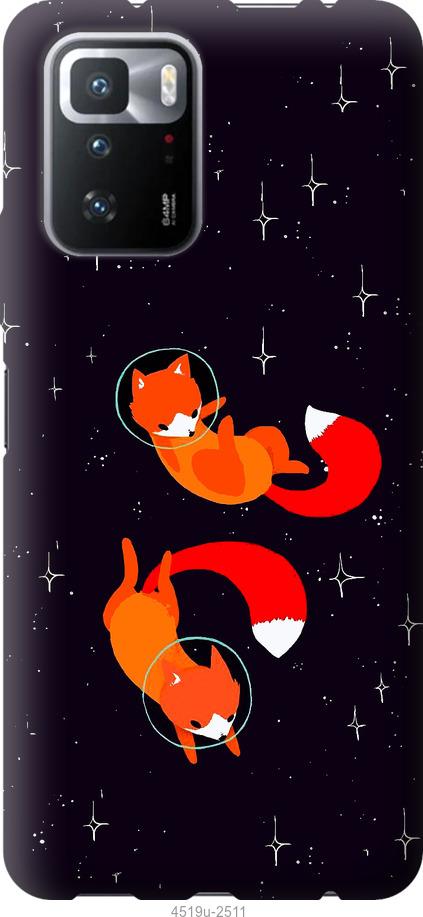 Чехол на Xiaomi Poco X3 GT Лисички в космосе