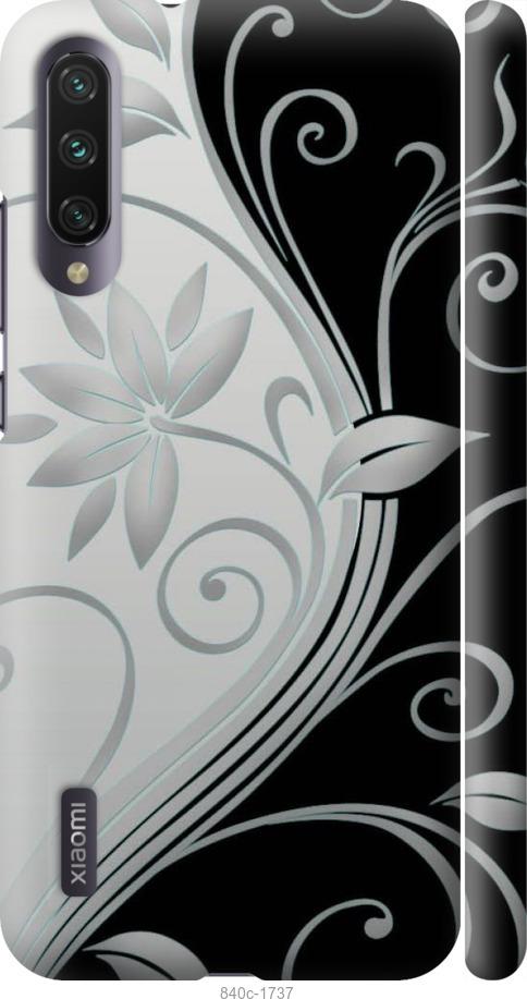 Чехол на Xiaomi Mi A3 Цветы на чёрно-белом фоне