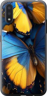 Чехол на Samsung Galaxy A01 A015F Желто-голубые бабочки