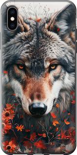 Чехол на iPhone XS Max Wolf and flowers