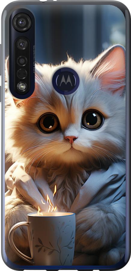 Чехол на Motorola G8 Plus White cat