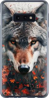 Чехол на Samsung Galaxy S10e Wolf and flowers
