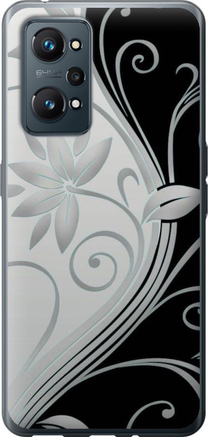 Чехол на Realme GT Neo 2 Цветы на чёрно-белом фоне