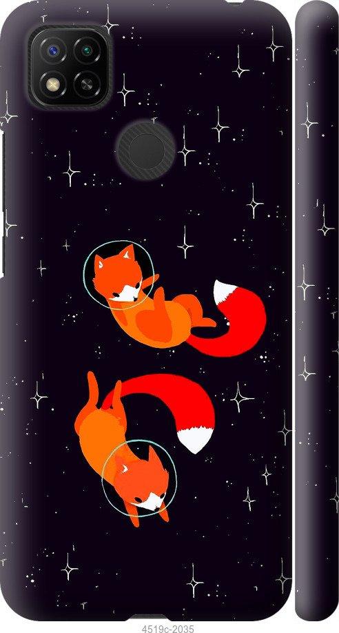 Чехол на Xiaomi Redmi 9C Лисички в космосе