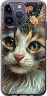 Чехол на iPhone 14 Pro Max Cats and flowers