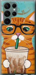 Чехол на Samsung Galaxy S22 Ultra Зеленоглазый кот в очках