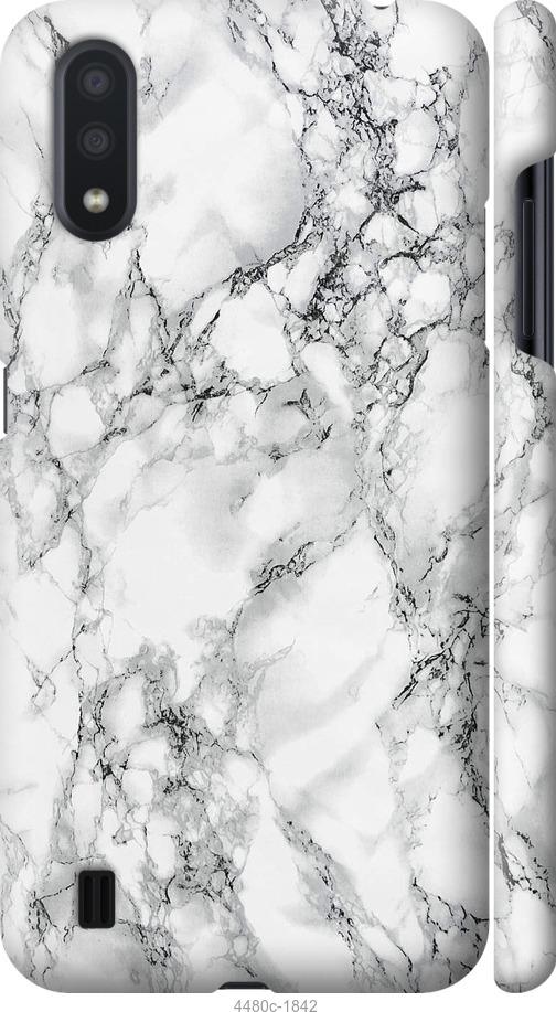 Чехол на Samsung Galaxy A01 A015F Мрамор белый