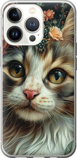 Чехол на iPhone 13 Pro Cats and flowers