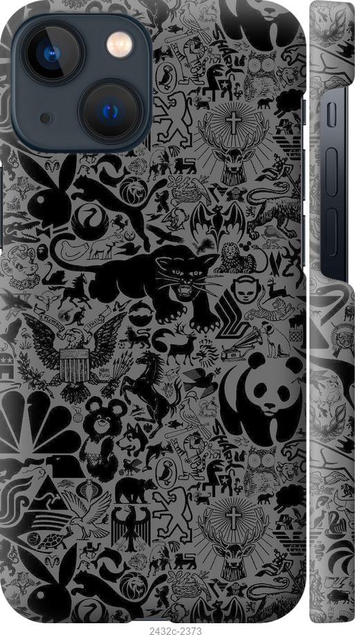 Чехол на iPhone 13 Mini Чёрно-серый стикер бомбинг