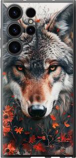 Чехол на Samsung Galaxy S23 Ultra Wolf and flowers