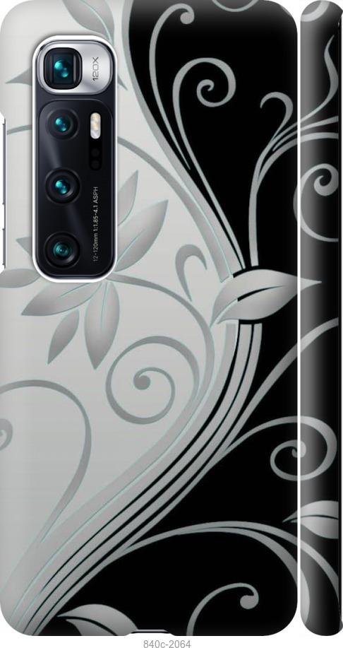 Чехол на Xiaomi Mi 10 Ultra Цветы на чёрно-белом фоне