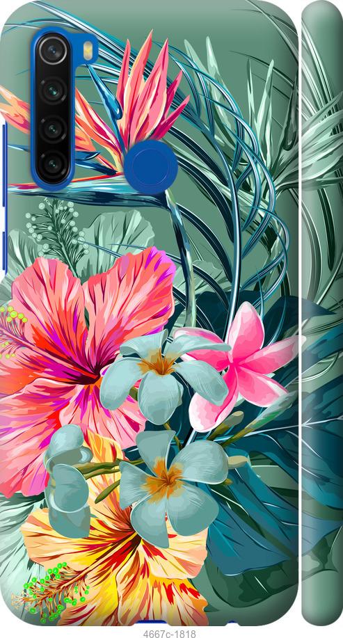 Чехол на Xiaomi Redmi Note 8T Тропические цветы v1
