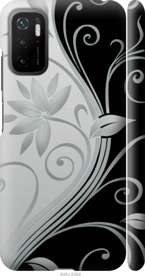 Чехол на Xiaomi Poco M3 Pro Цветы на чёрно-белом фоне