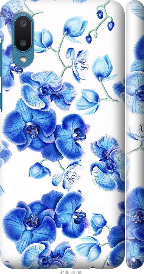 Чехол на Samsung Galaxy A02 A022G Голубые орхидеи