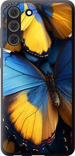 Чехол на Samsung Galaxy S21 FE Желто-голубые бабочки