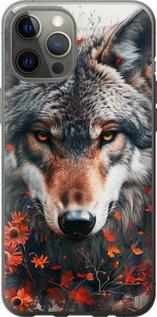 Чехол на iPhone 12 Pro Max Wolf and flowers
