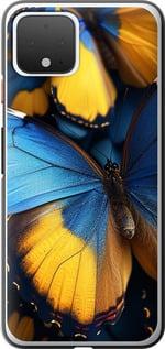 Чехол на Google Pixel 4 Желто-голубые бабочки